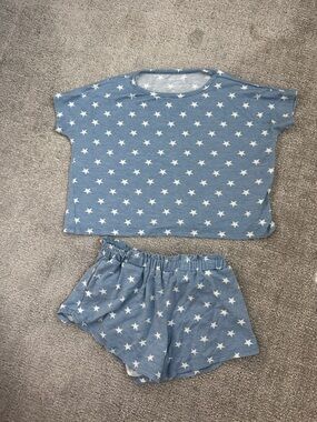 Plain Jane Kids Star-Print Blue Short Sleeve Pajama Set - 4/5T